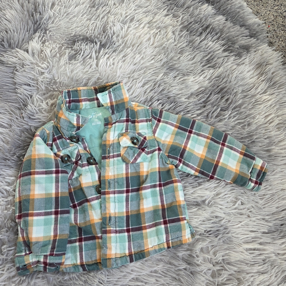 Cat & Jack Multicolor Plaid Button Down Shirt